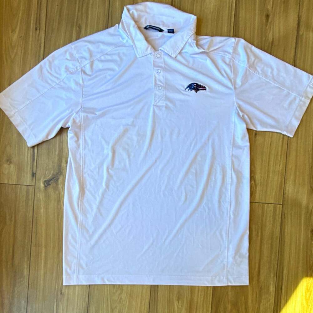 Men Baltimore Ravens Cutter & Buck White L Tall Americana Forge Eco Stretch Polo